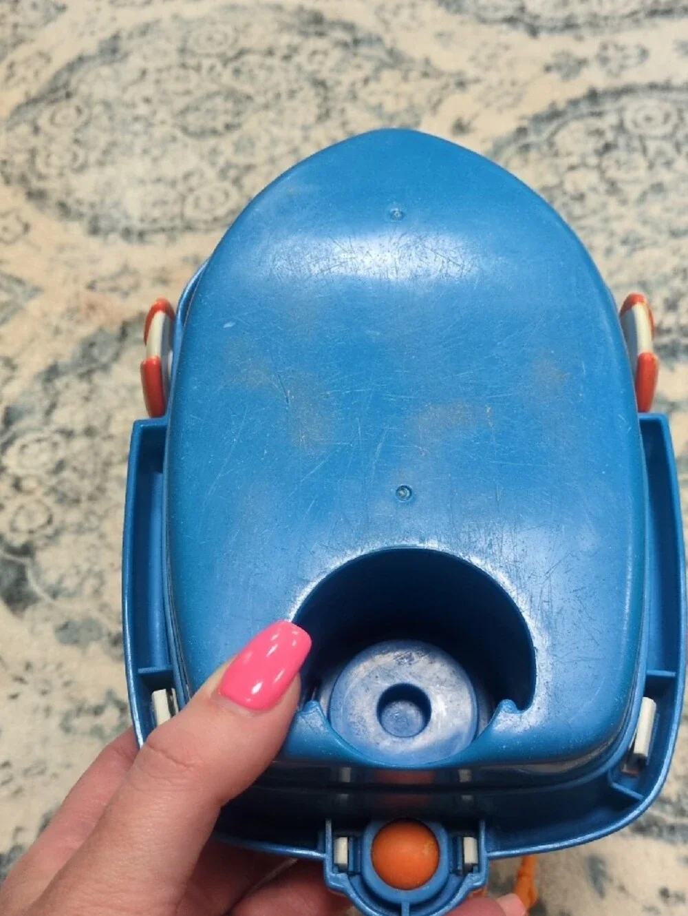 Fisher-Price Blue Toy Boat with Yellow Canopy and Orange Accessories